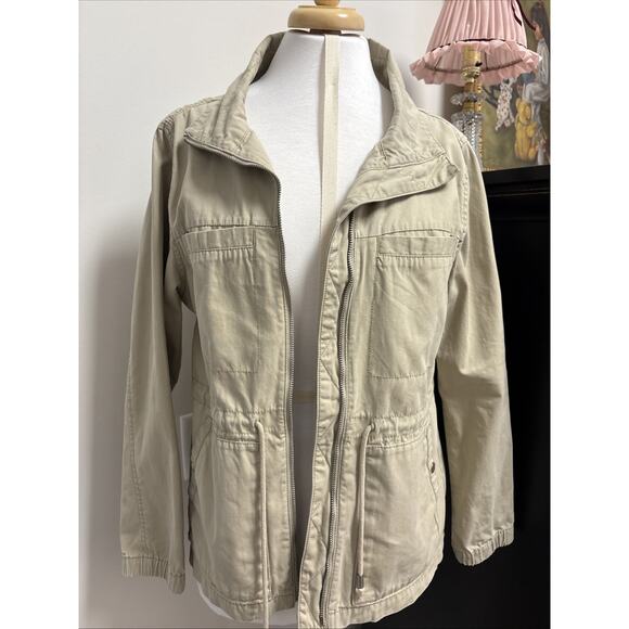 Old Navy Military Field Jacket Khaki Tan Cargo Utility Barn Chore Women's Sz Med - Picture 5 of 16